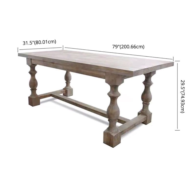 Farmhouse Style Fixed Solid Wood Dining Room Table with 4 Solid Wood Legs Kitchen Dining Set