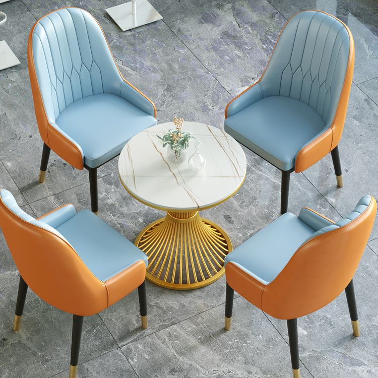 Chaises de salle à manger en métal de Style nordique, chaise Parsons rembourrée avec bras