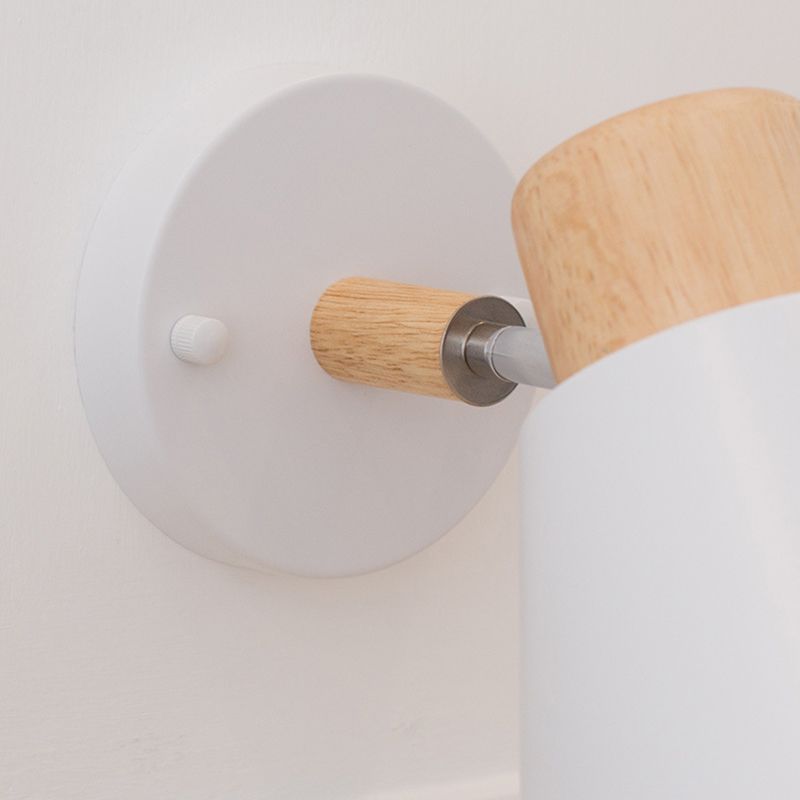 Metal Shaded Wall Light Modernism Wood Lighting for Living Room Foyer