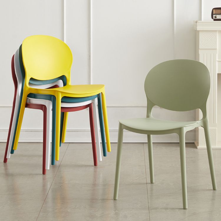 Stackable Plastic Armless Dining Chairs Indoor Scandinavian Side Chair