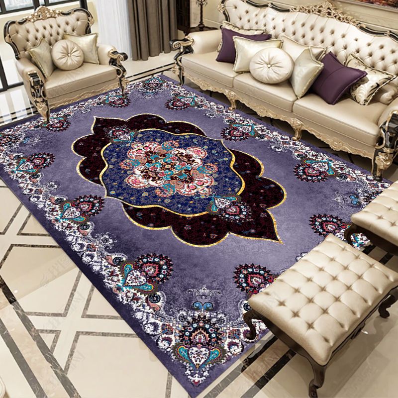 Purple Modern Rug Blending Graphic Rug Non-Slip Backing Rug for Living Room