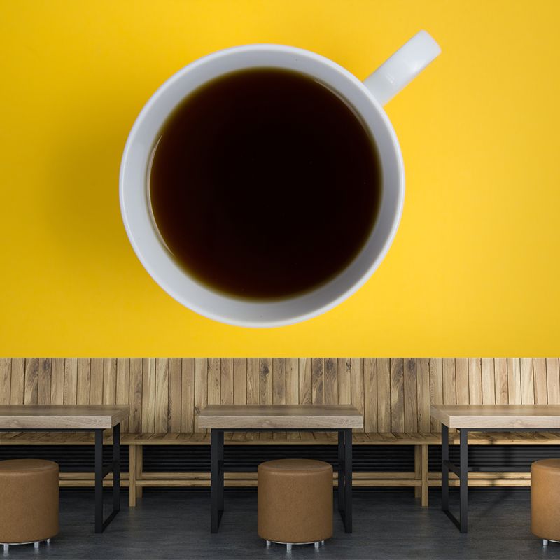 Contemporary Coffee Mural Wallpaper Mildew Resistant Commerce Shop Decoration