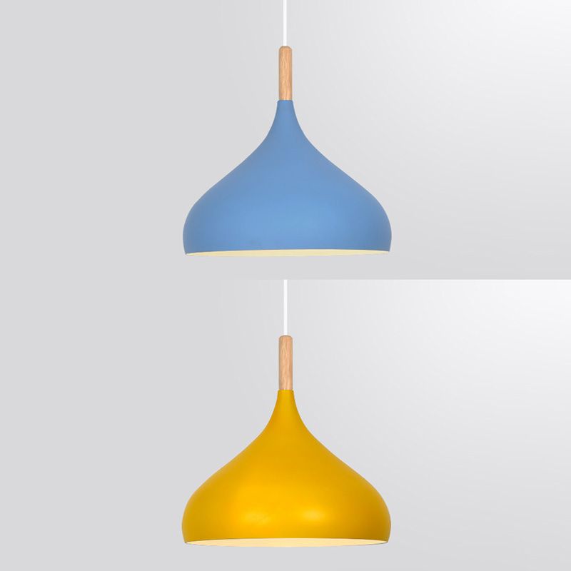 Nordic Style Macaroon Hanging Light Metal Teardrop Shade Single Bulb Pendant Lamp with 39.3" Adjustable Suspension Wire