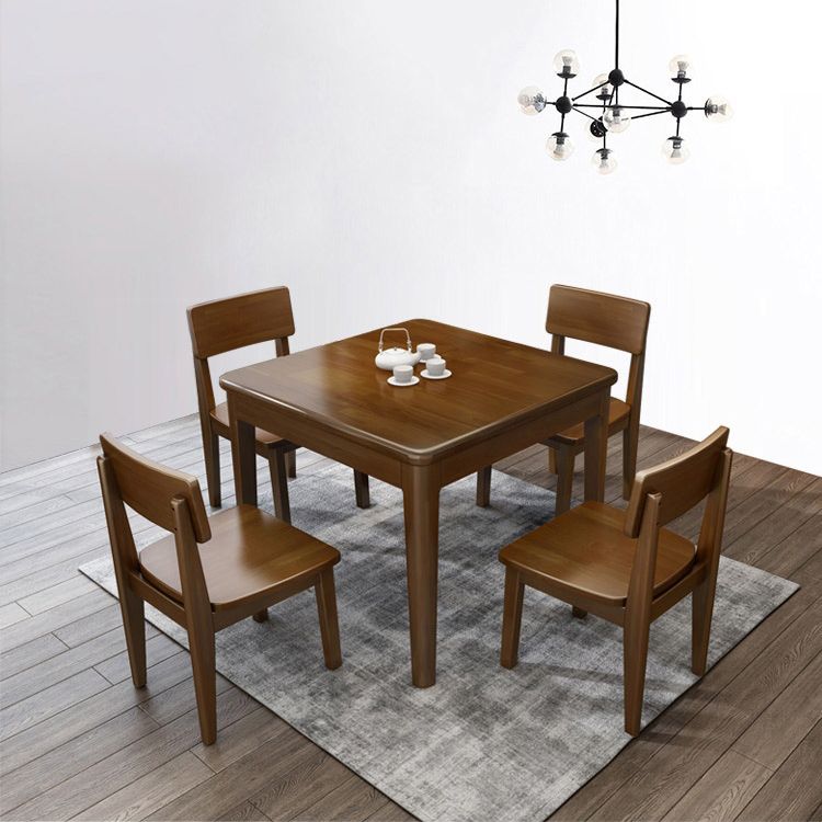 Simple Solid Wood Standard Dining Table Square Shape Kitchen Dining Table with 4 Legs Base