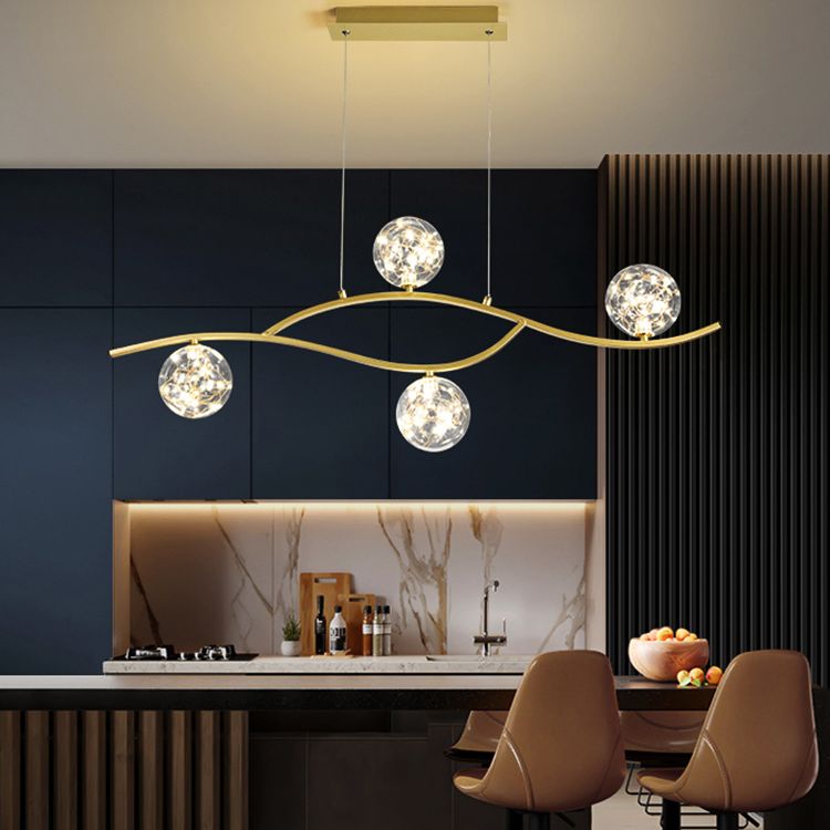 Pendants contemporains pour l'îlot de cuisine Éclairage pendentif linéaire en or