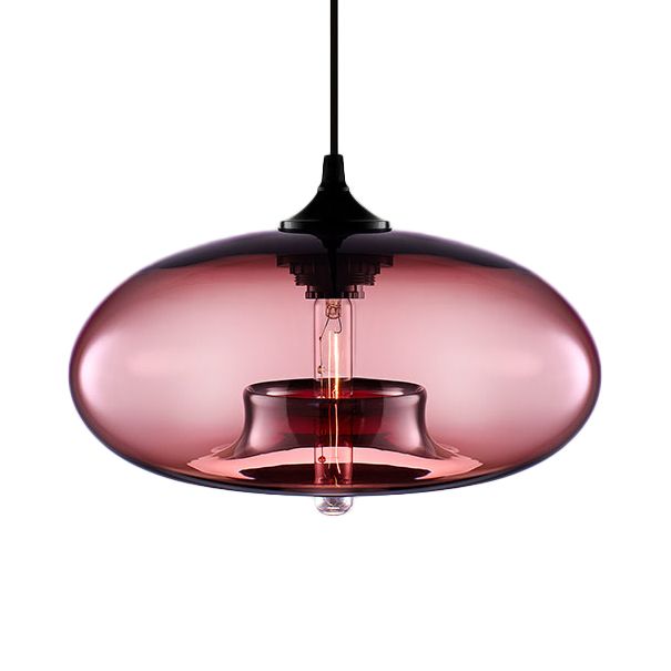 1 lampe suspendue légère avec une teinte en verre ovale