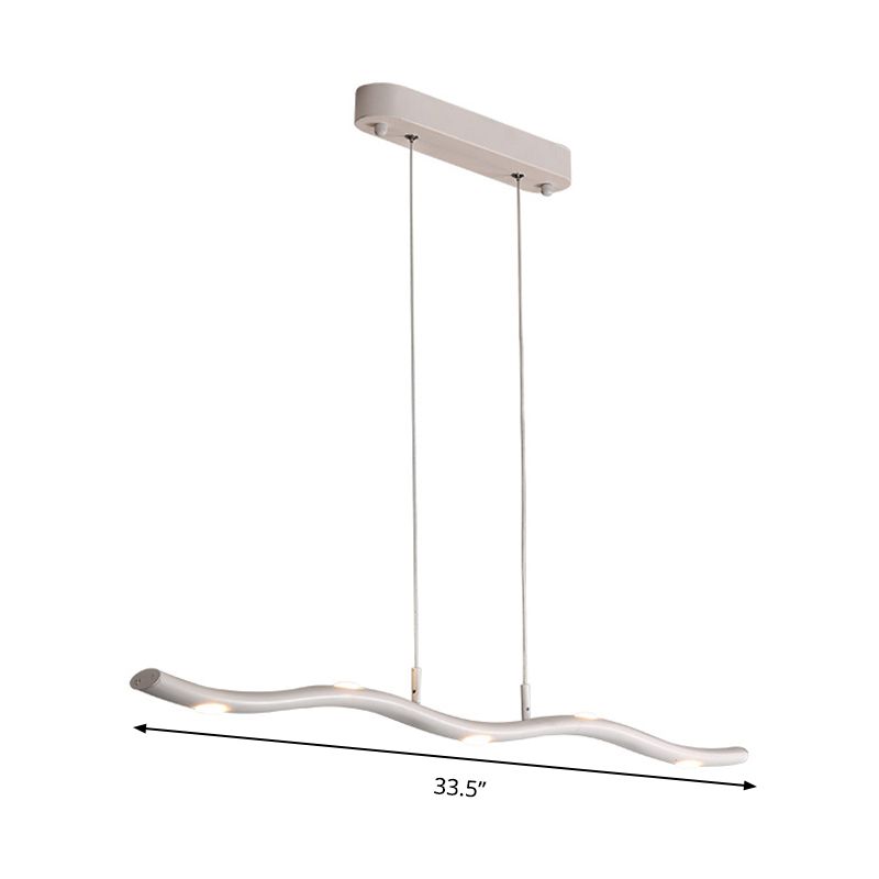 Wave Metal Island Lighting Fixture Simple Style 5/7 Heads White Pendant Light Kit, Warm/White Light