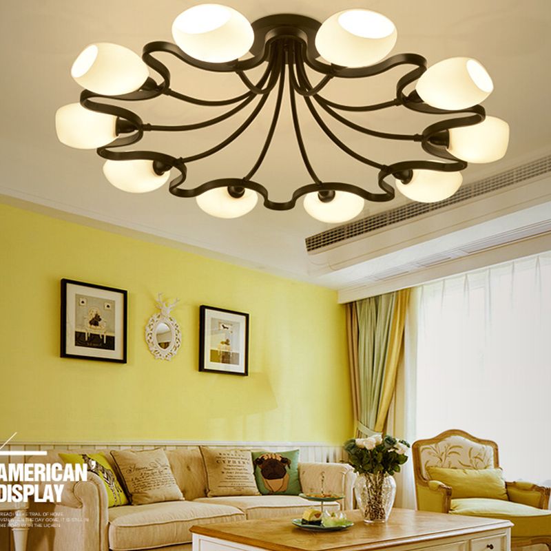 Wohnzimmer Deckenbeleuchtung Simplicity Glas Schwarz Halbbündig Mount Lampe