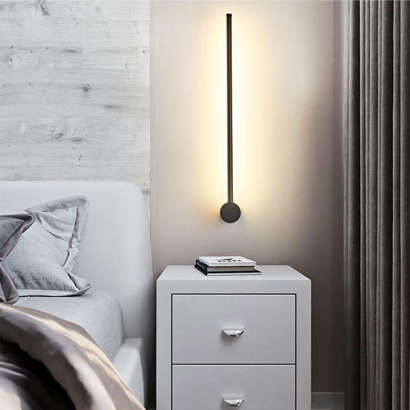 Aluminum Linear Black Wall Lamps 1-Light Minimalism Wall Mount Lamp for Bedroom
