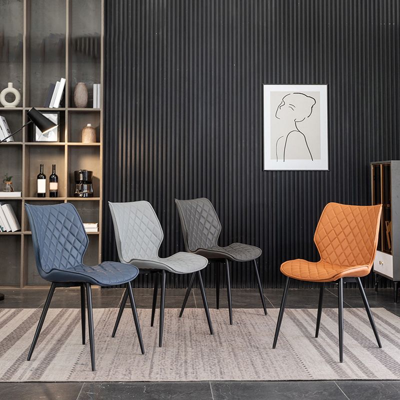 Upholstered Dining Chairs Wingback Side Chair with Metal Legs