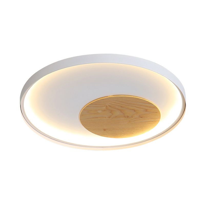 Disk Metal Ceiling Light Mounted Fixture Minimalist White/Black 12"/16"/19.5" Wide LED Flush Light, Natural Light/Remote Control Stepless Dimming