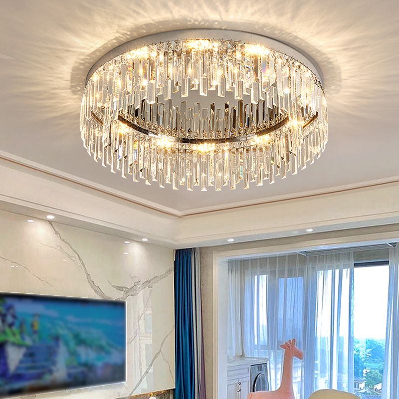 Moderne Luxus-Deckenleuchte in runder Form, Kristall, 1 Licht, Unterputzmontage für Wohnzimmer