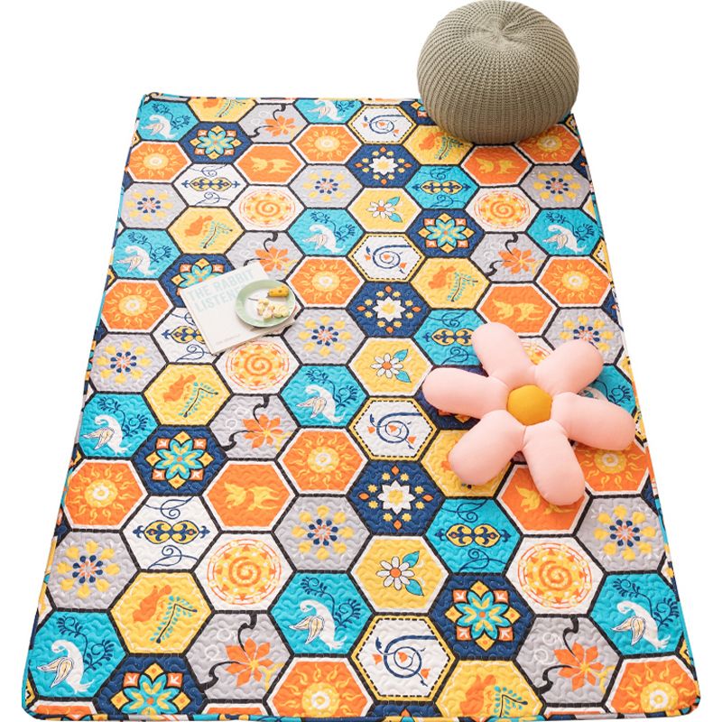 Casual Bedroom Rug Multicolored Geometric Printed Indoor Rug Non-Slip Backing Pet Friendly Area Carpet