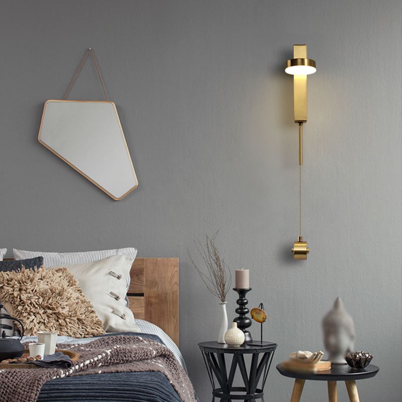 Metall Geometrische LED -Wandmontagelampe moderner Stil 1 leichte Leuchtenleuchten in Gold