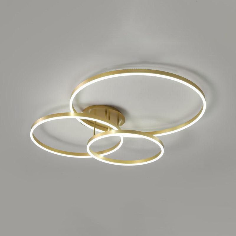 Gold Halo LED Ceiling Lighting Minimalist Aluminum Semi Flush Light Fixture for Bedroom