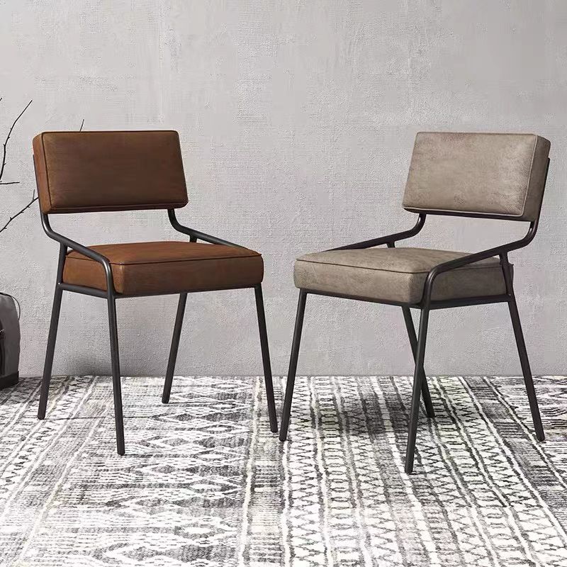 Industrial Style Side Chair Upholstered Open Back Dining Chair with Metal Leg
