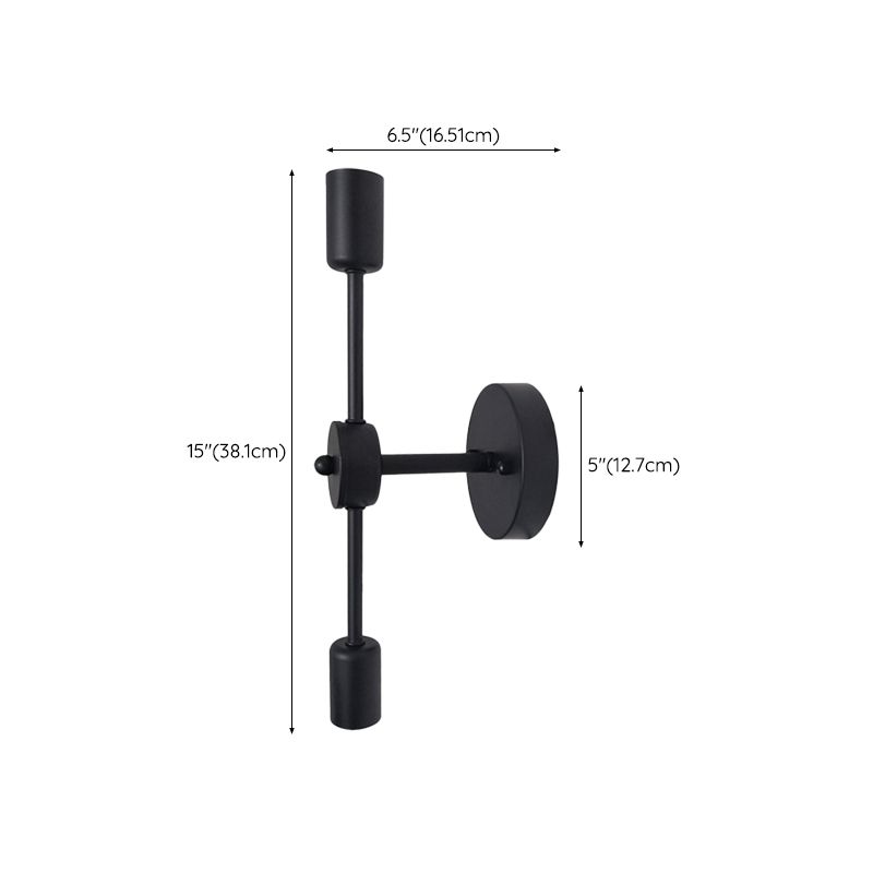 Modern Wall Sconce Linear Shape Wall Light with Metal Shade for Bedroom in Black