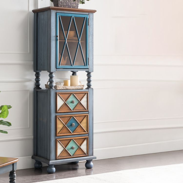 Rustic Floor Wine Rack Solid Wood Wine Bottle Holder for Living Room