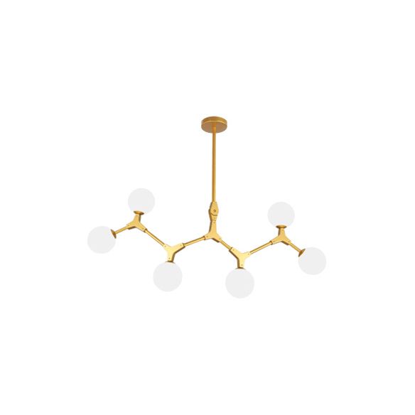 Ast Hanging Lampe moderne nordische Stil Opalglas 5/6/7 Lichter Gold Kronleuchter Licht