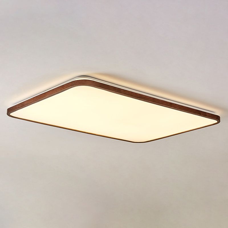 Braune geometrische Schirm-Unterputzlampe, minimalistische LED-Deckenleuchte aus Holz für Wohnzimmer