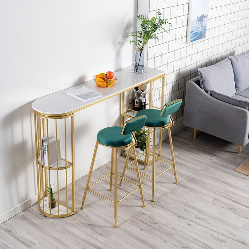 1/2/3 Pieces Marble Bar Table Set Glam Matte Finish Bar Stool and Table Set