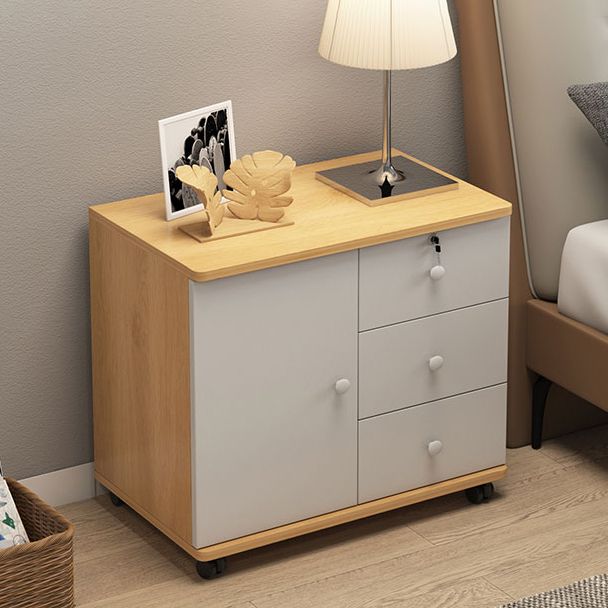 21.6"/28.7" Tall Wooden Nightstand Modern Night Stand With Drawers and Cabinets