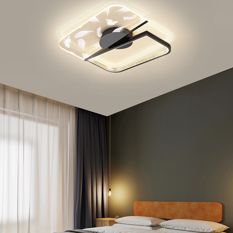 Luz de techo LED de plumas escalonadas en simplicidad moderna Acrílico Semi Flush Monte para sala de estar