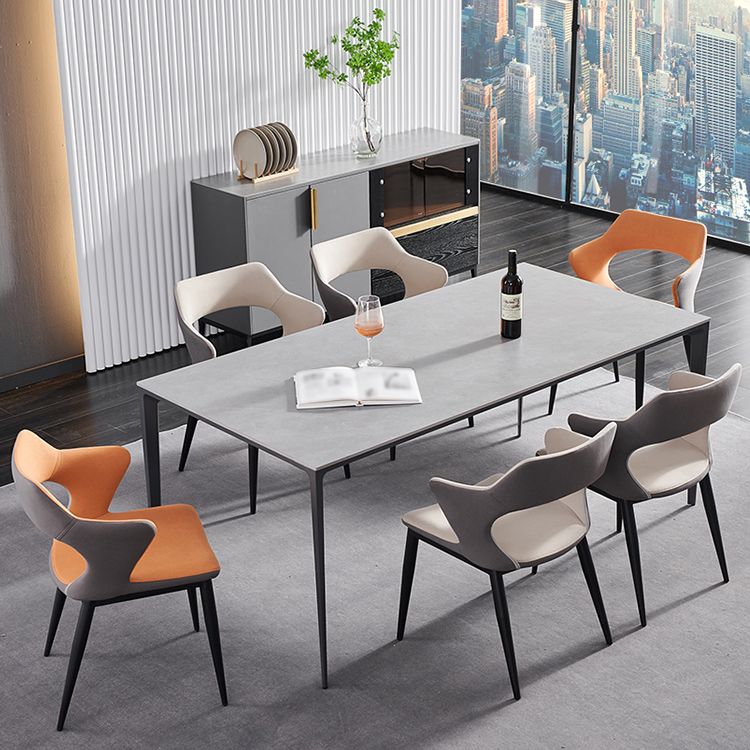 Sillas laterales de comedor con respaldo abierto de estilo minimalista Sillas de comedor con brazos tapizados (juego de 2)