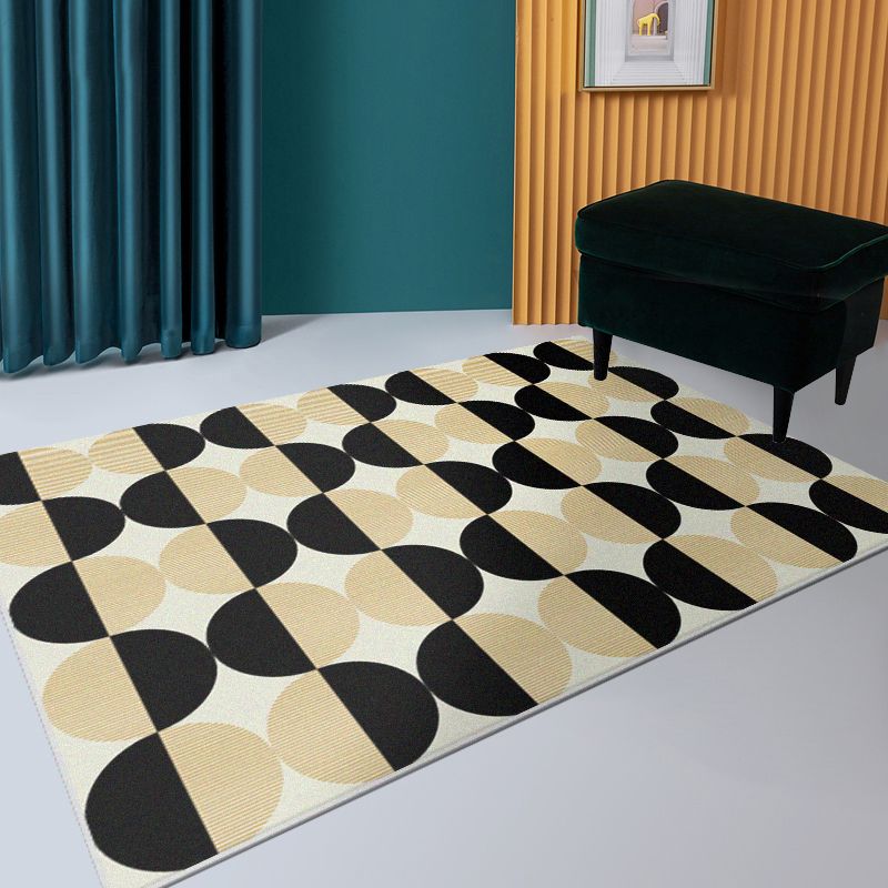 Minimalist Carpet Unique Contrast Panel Area Rug Polyester Stain Resistant Carpet for Living Room