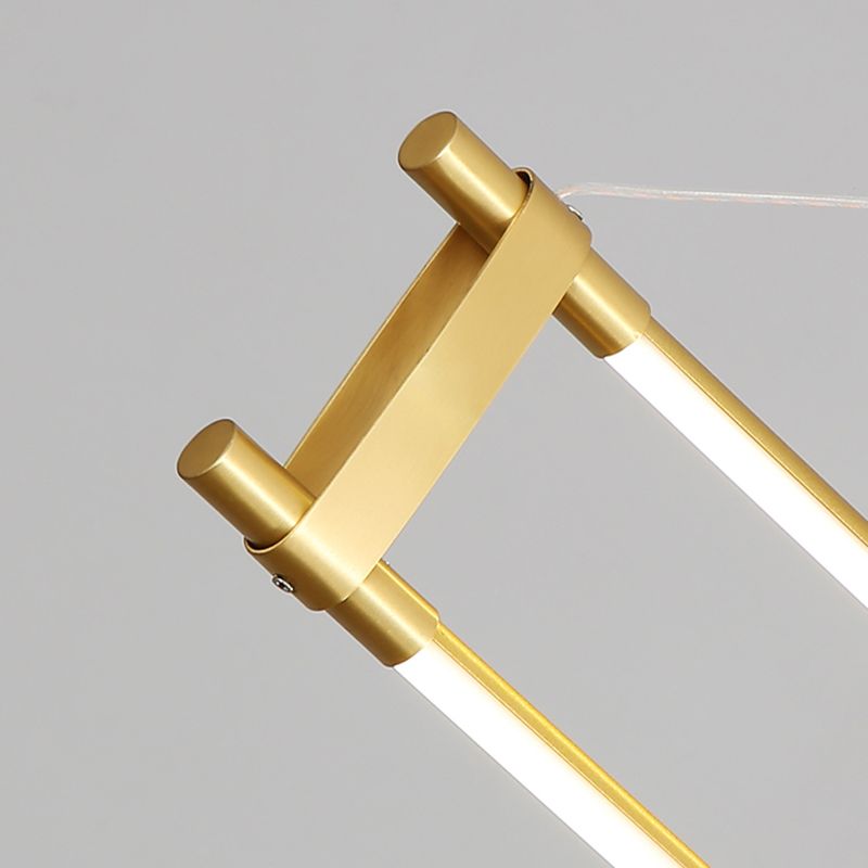 LED Linear Kitchen Island Lighting in Gold Contemporary Solid Brass Ceiling Pendant