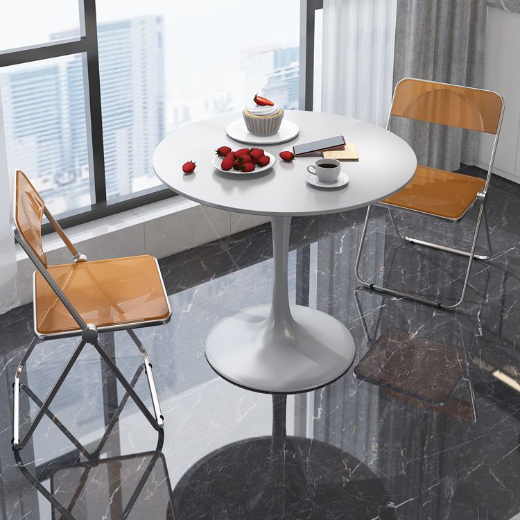 Minimalist White and Black Round Table with Tulip Style for 4 Person