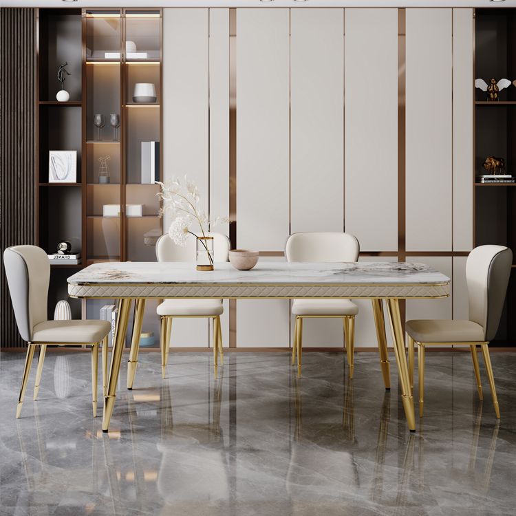 Glam Dining Table Set 1/5 Pcs Rectangle Dining Table with Upholstered Side Chairs