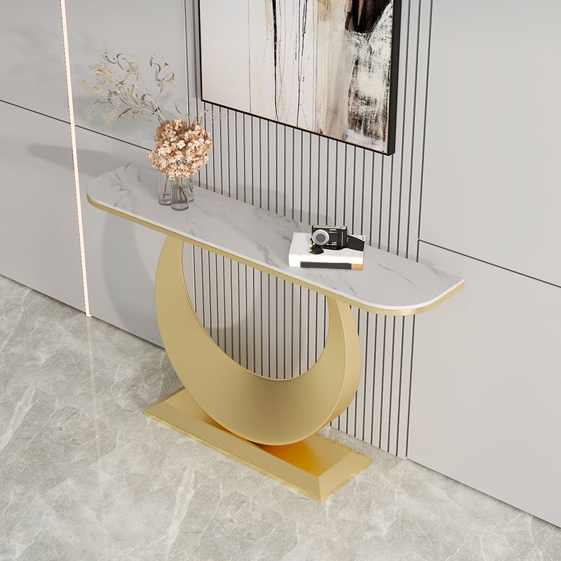 Contemporary Console Table Antique Finish Half Moon Console Sofa Table