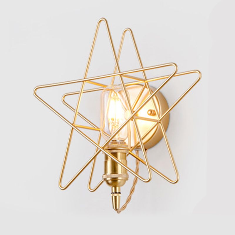 Modernist Wall Sconce Star-Shade Sconce Light with Metal for Bedroom