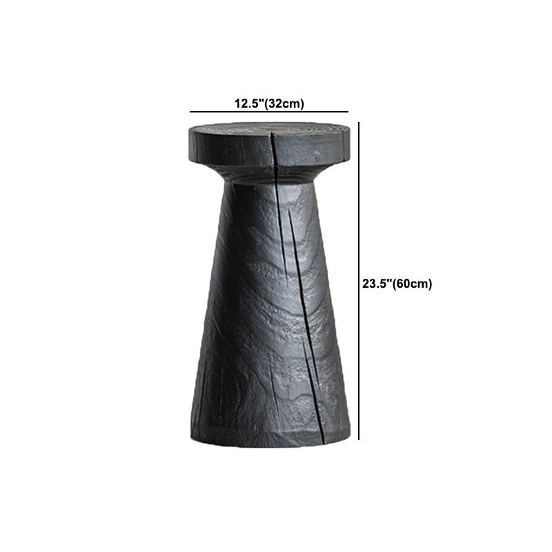 Contemporary Style Side End Table Wooden Pedestal Sofa Side Accent Table in Black