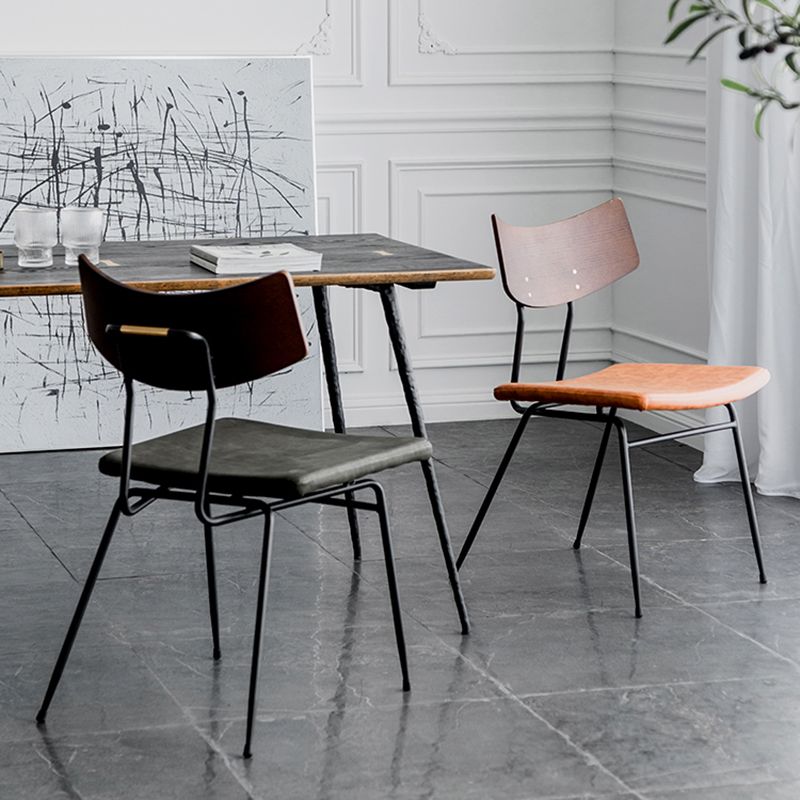 Chaises de salle à manger style contemporain Chaise sans accoudoirs à dossier ouvert avec pieds en métal