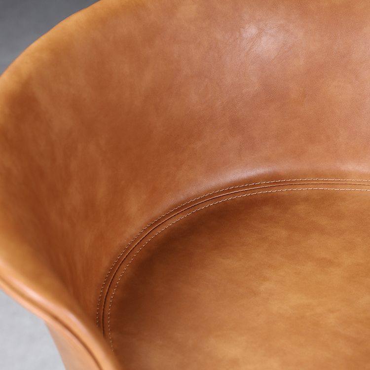 Contemporary Adjustable Height Barstool Faux Leather Swivel Barstool