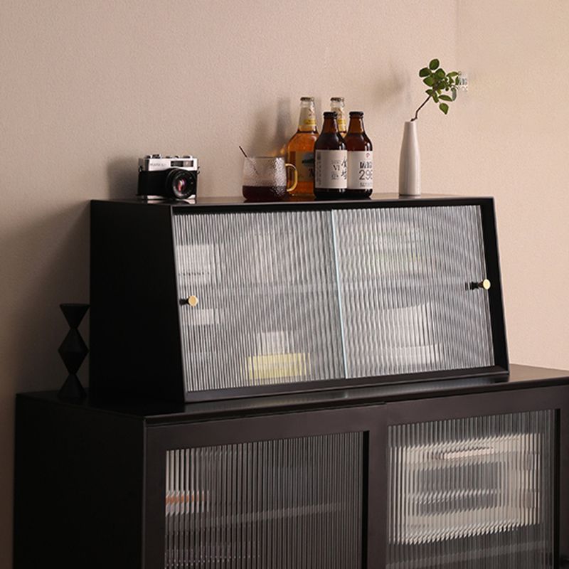 Contemporary Solid Wood Sideboard Cabinet with Sliding Glass Doors