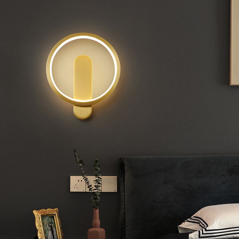Circular Wall Light Fixture Modern Metal 1 Light for Bedroom
