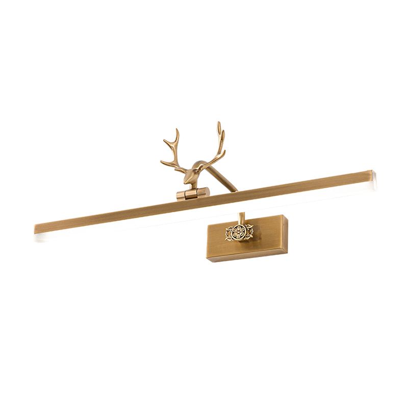 Mid-Century Vintage Style Strip Wall Mounted Vanity Lights Copper Flush Mount Wall Sconce for Bathroom