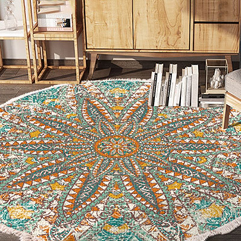 Rund traditioneller Teppich mehrfarbiger Teppichpolyester Nicht-Rutsch-Rückschlagteppich für Wohnzimmer