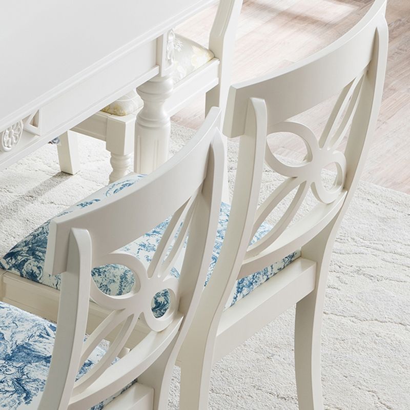 Silla lateral casera tapizada tradicional Sillas de comedor Queen Anne blancas