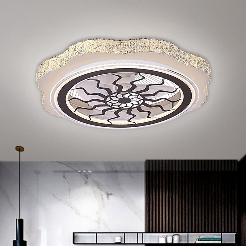 Sonnenblumen/Pflaumenblüten/Sternmuster Hanging Lüfter Licht moderne rechteckige Kristalle 23,5 "W LED White Semi-Flush Mount