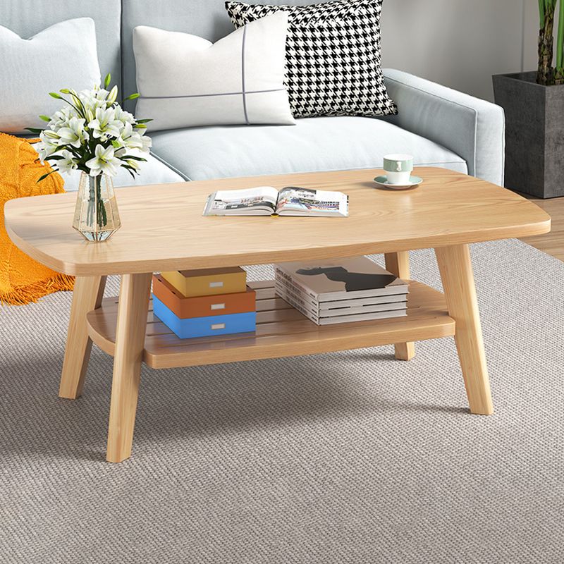 17.72" Tall Scandinavian Style Coffee Cocktail Table Wooden Coffee Table