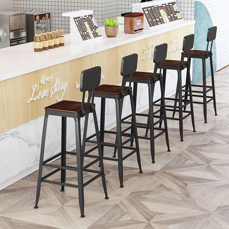 Industrial Iron Bar Stool Bar Height Armless Stool with Cushion