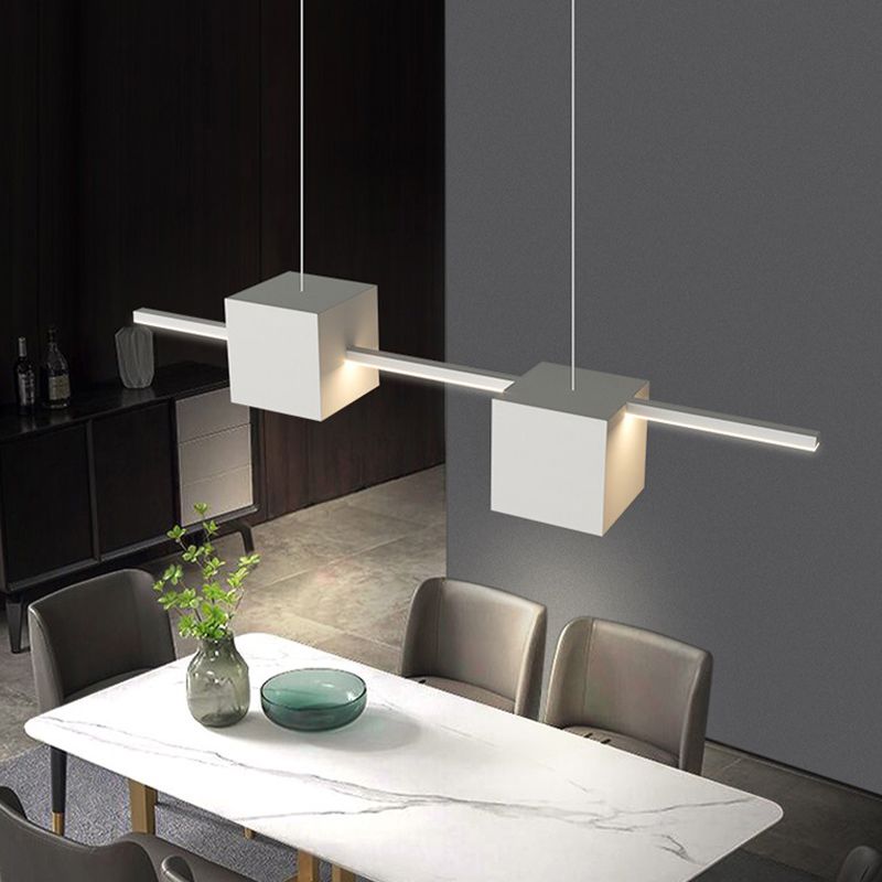 LED Island Light Modern White Island Hanging Light with Silica Gel Shade for Dining Room