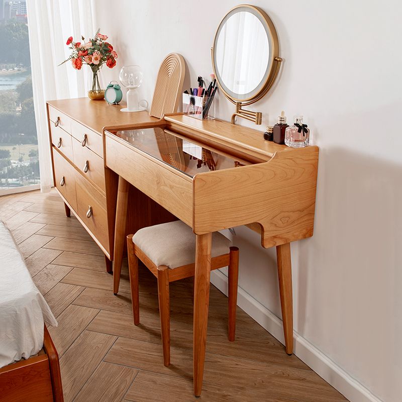 Glass Makeup Counter 18.11" Wide Solid Wood Vanity Tables with 1 Storage Drawers