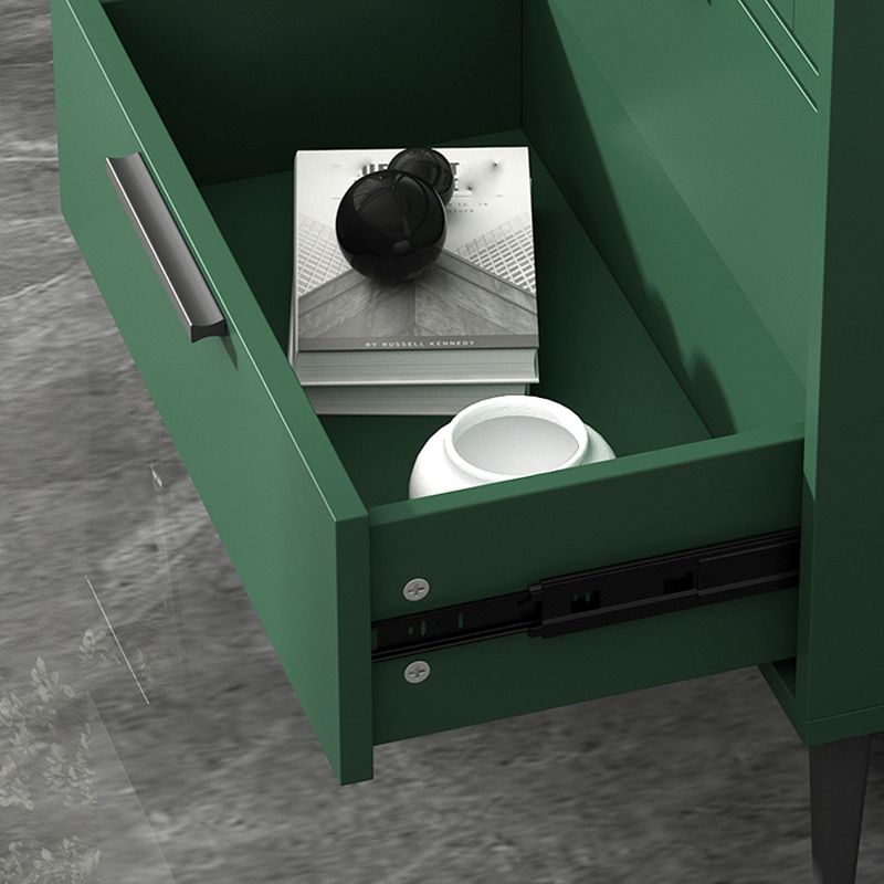 Contemporary Wooden Accent Cabinet with Glass Door and 2 Drawers