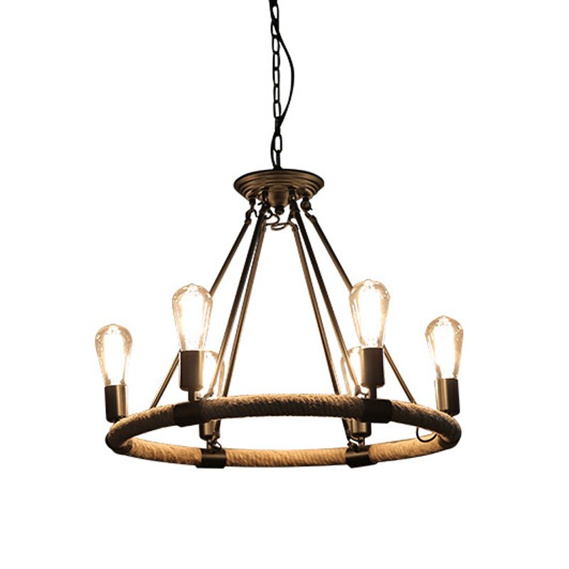 Industrial Hanging Lamp Kit Wheel Rope Pendant Lighting Fixtures for Bar