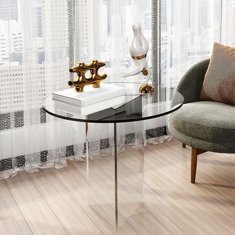 19" Wide Glam Side Table Clear Acrylic Pedestal Accent Side Table